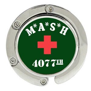 MASH 4077 TV Show Purse Hanger Foldable Hook Handbag Table Bag Holder Metal